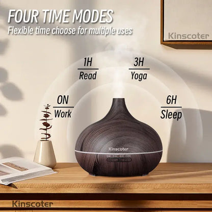 Mistful Diffusion aromatherapy diffuser with four time modes for work, reading, yoga, and sleep. Self-care essential for relaxation.