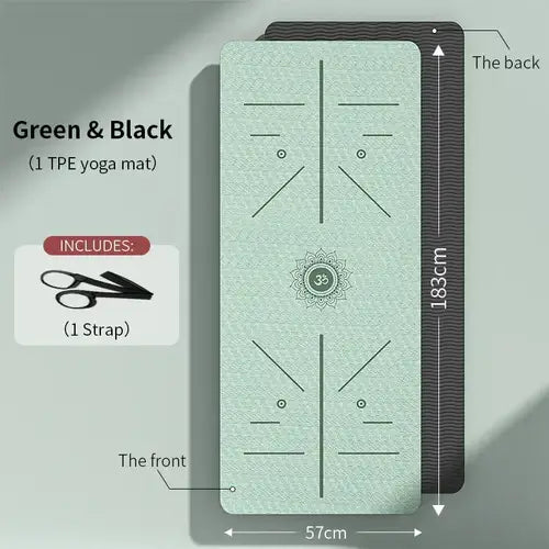 🧘 PureHarmony Eco-Friendly Yoga Mat in Green & Black with Strap - Perfect for Self-Care, Stress Relief, and Fitness Recovery 🌿✨