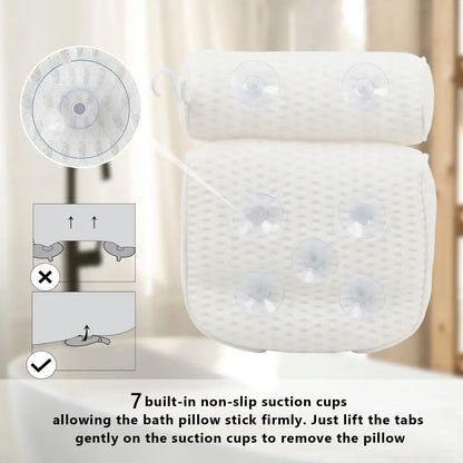 Bath pillow luxury with 7 non-slip suction cups for a secure spa-quality relaxation - Ultimate comfort for your home spa experience. 🛁💆‍♂️